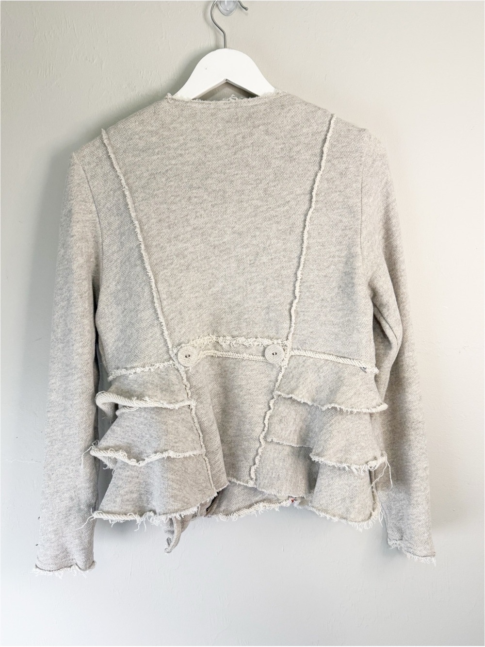 Sundance Light Gray Layered Ruffle Knit Jacket - Picture 3 of 6